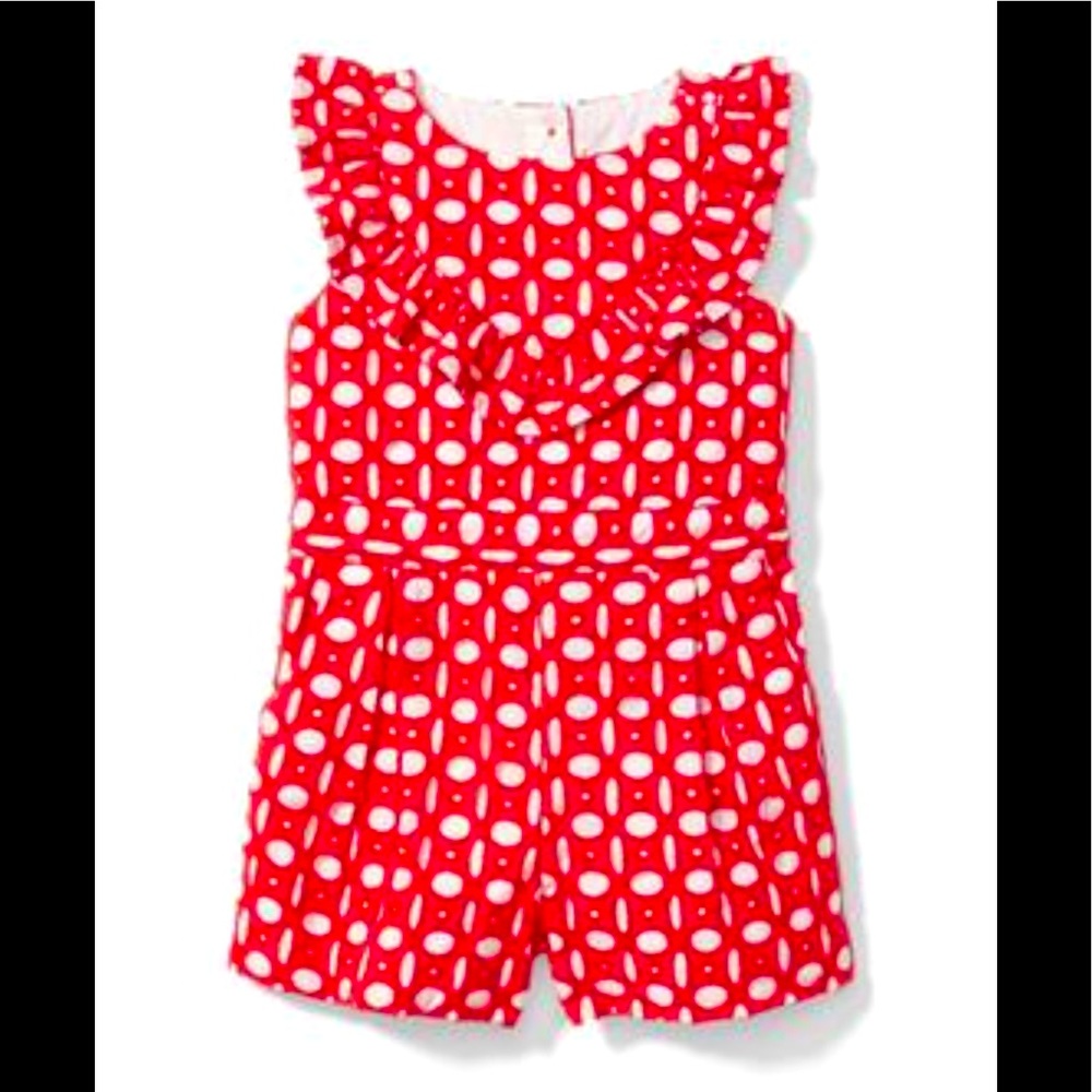 Janie and Jack Red Eyelet Romper Size 4 NWOT
